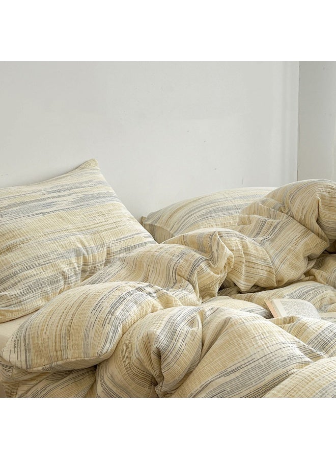 Striped Duvet Cover Set 100% Washed Cotton Bedding Duvet Cover Full Colorful Striped Pattern Modern 3 Piece Bedding Set with Zipper Closure Corner Ties,Breathable Comfortable - Image 3